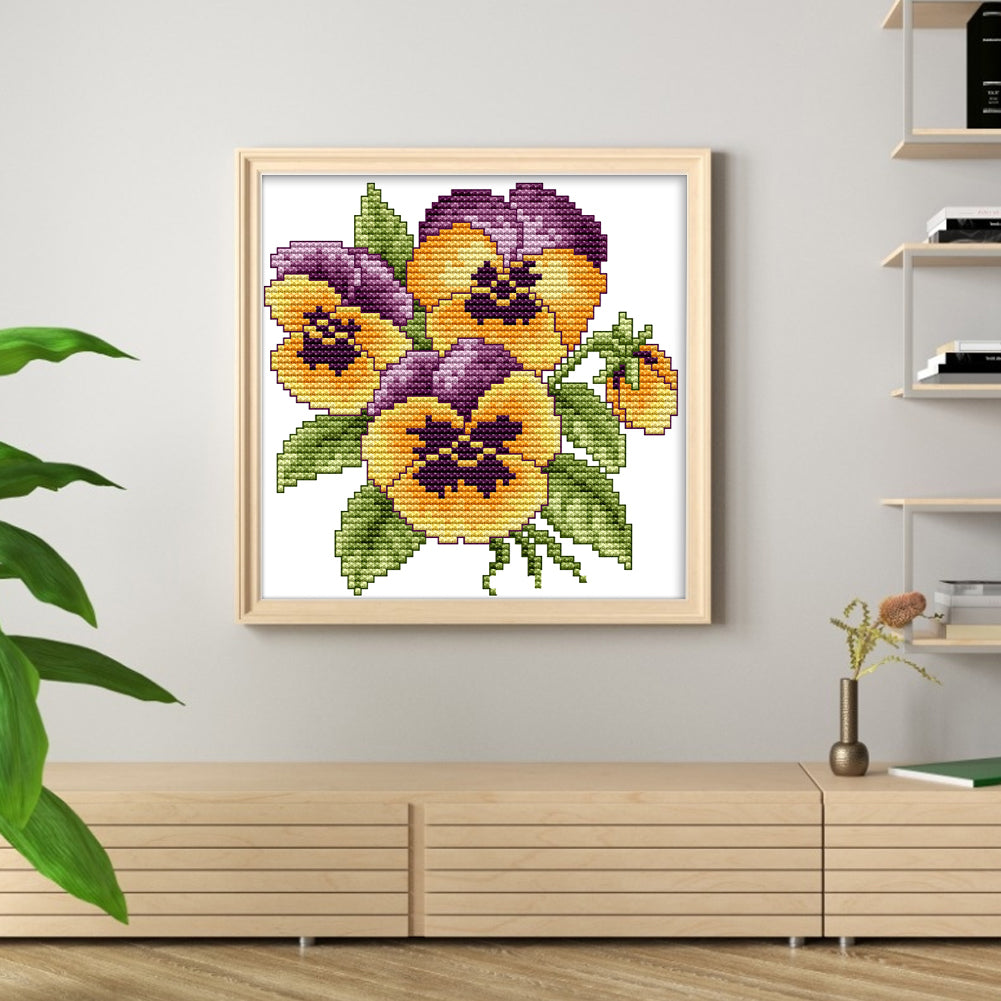 Flower Of Happiness - Partial 14CT Stamped Cross Stitch 17x17CM - Joy Sunday Backstitch