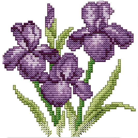 Flower Of Happiness - Partial 14CT Stamped Cross Stitch 17x17CM - Joy Sunday Backstitch