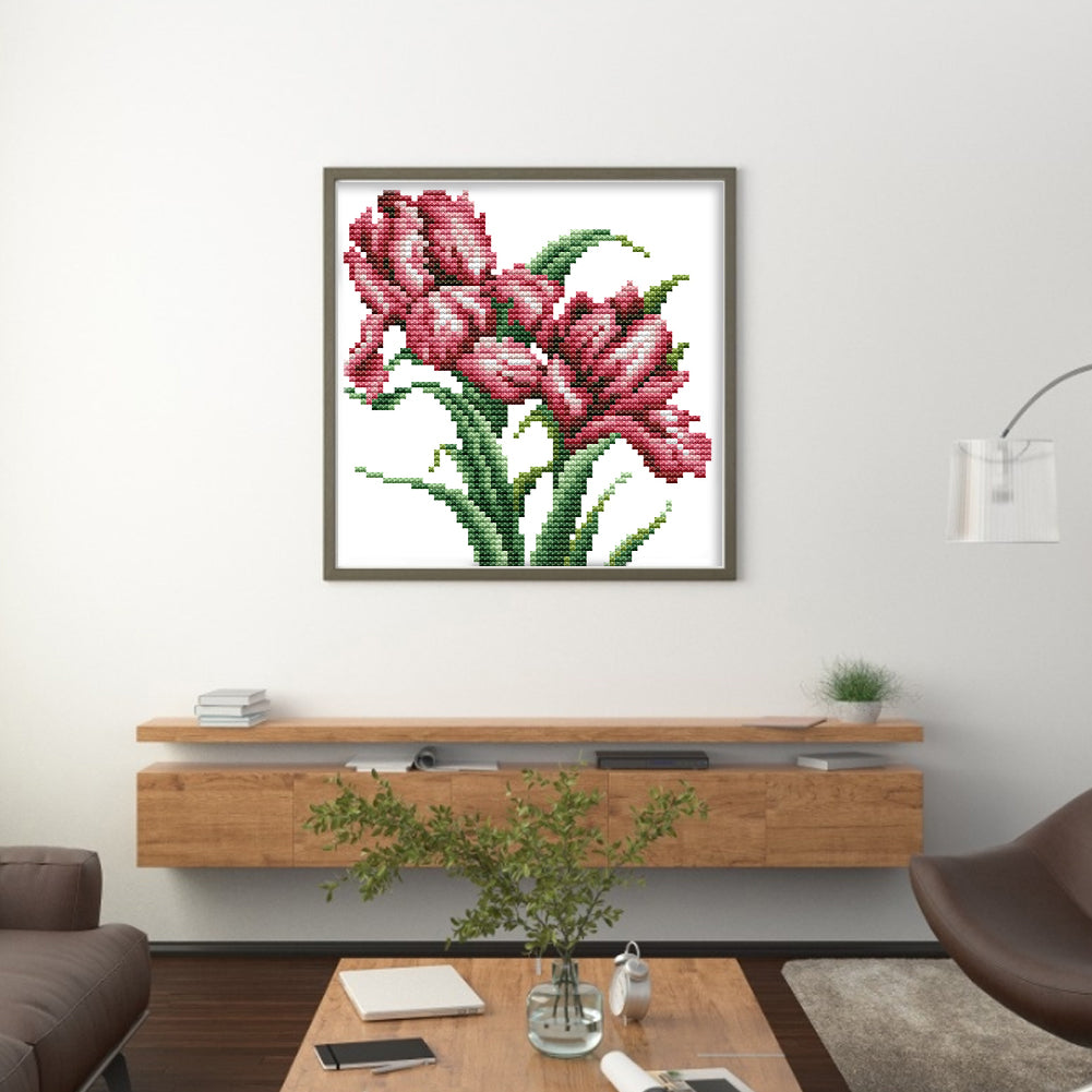 Orchid - Partial 14CT Stamped Cross Stitch 17x17CM - Joy Sunday