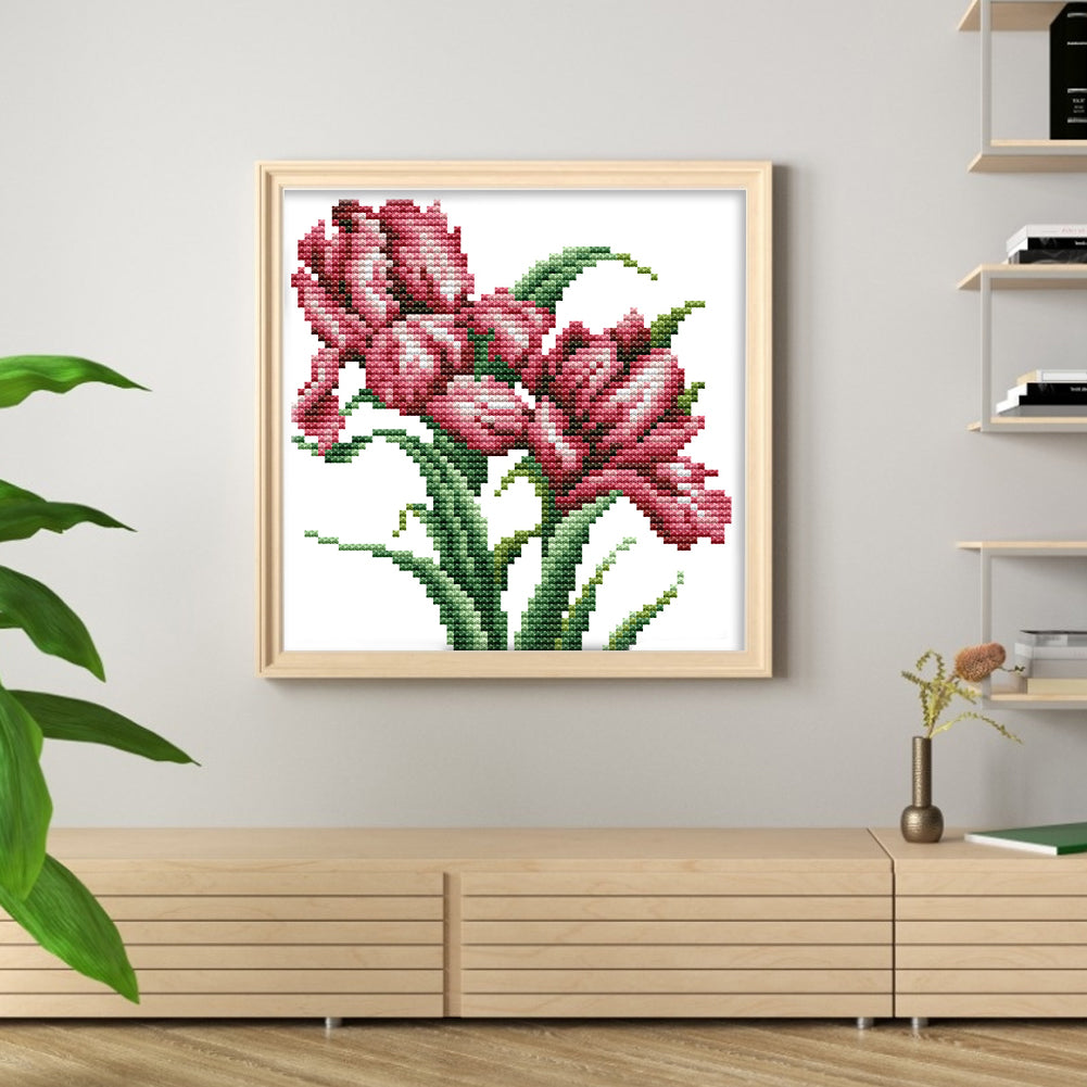Orchid - Partial 14CT Stamped Cross Stitch 17x17CM - Joy Sunday