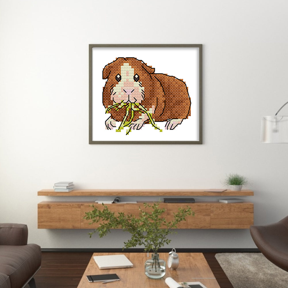 Hamster - Partial 14CT Stamped Cross Stitch 11x9CM - Joy Sunday Backstitch