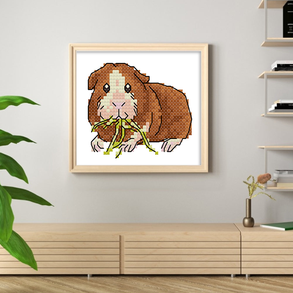 Hamster - Partial 14CT Stamped Cross Stitch 11x9CM - Joy Sunday Backstitch
