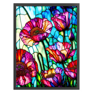 Huancan - Window Paper-Cut Style - Poppies - 50*65CM 14CT 2 Stamped Cross Stitch