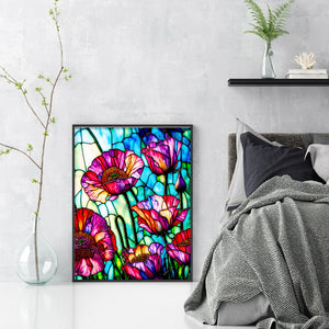Huancan - Window Paper-Cut Style - Poppies - 50*65CM 14CT 2 Stamped Cross Stitch