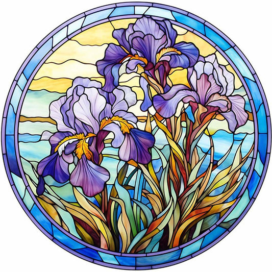 Paper-Cut Style - Iris - Full 11CT Stamped Cross Stitch 40x40CM - Huacan