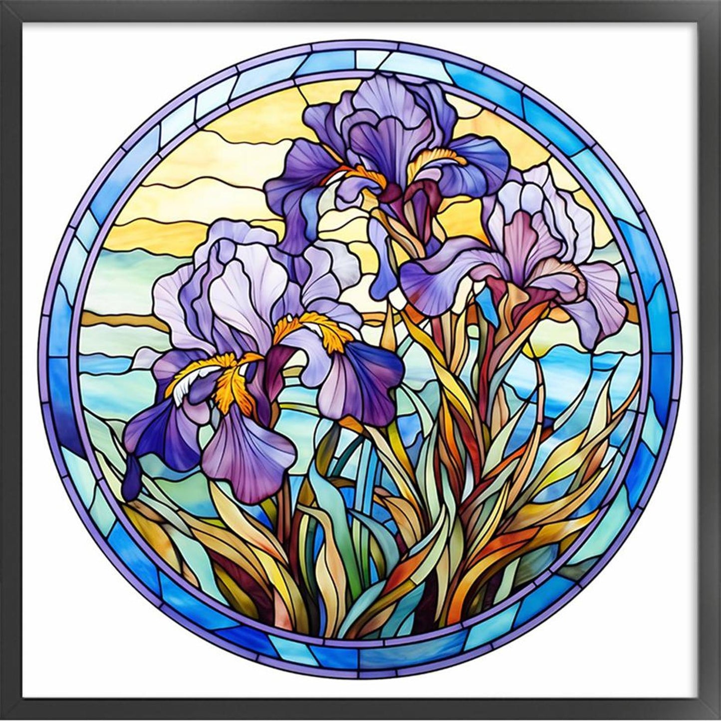 Paper-Cut Style - Iris - Full 11CT Stamped Cross Stitch 40x40CM - Huacan