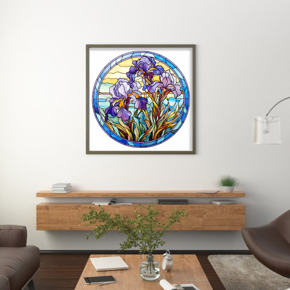 Paper-Cut Style - Iris - Full 11CT Stamped Cross Stitch 40x40CM - Huacan