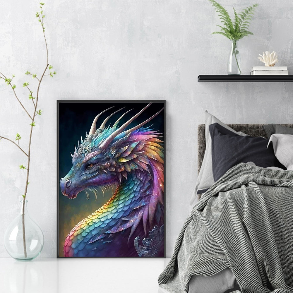 Colorful Dragon - Full 11CT Stamped Cross Stitch 45x65CM - Huacan