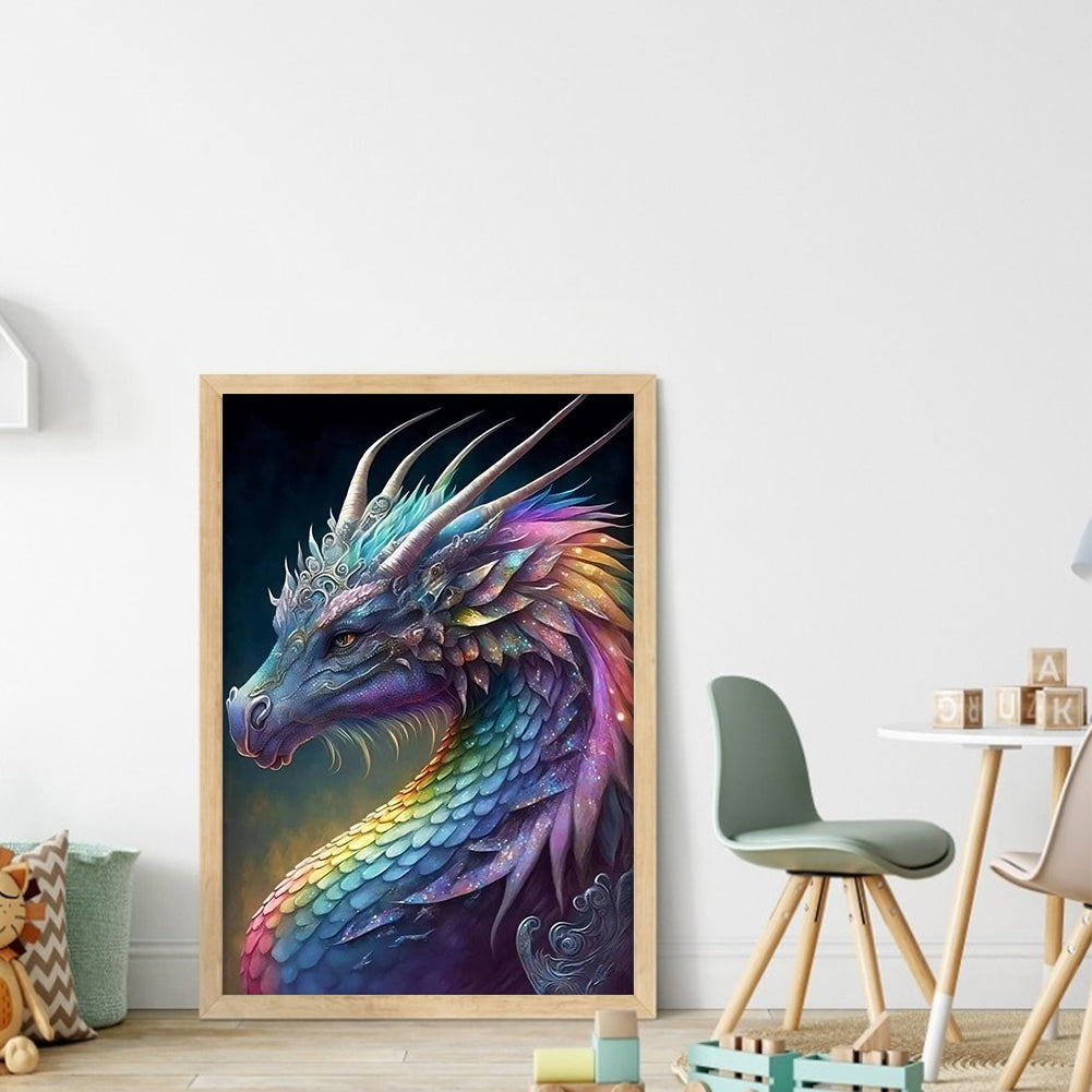 Colorful Dragon - Full 11CT Stamped Cross Stitch 45x65CM - Huacan