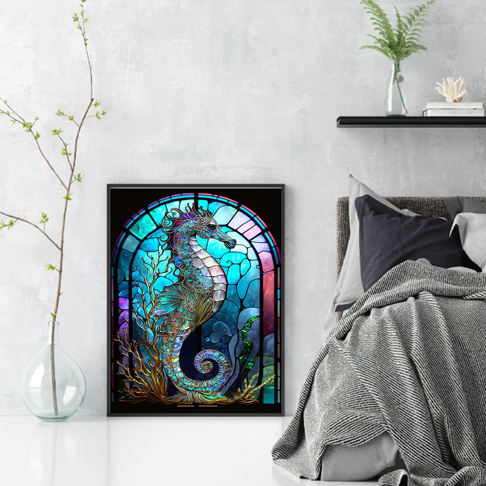 Paper-Cut Style - Seahorse - Full 14CT Stamped Cross Stitch 50x65CM - Huacan