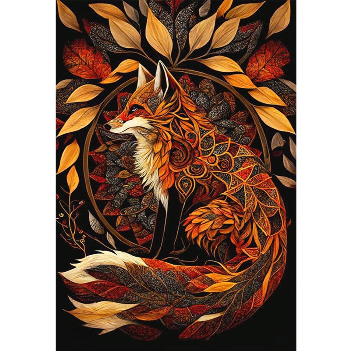 Autumn Leaf Fox - Full 11CT Stamped Cross Stitch 40x60CM - Huacan