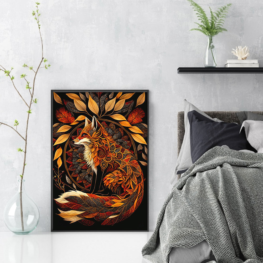 Autumn Leaf Fox - Full 11CT Stamped Cross Stitch 40x60CM - Huacan