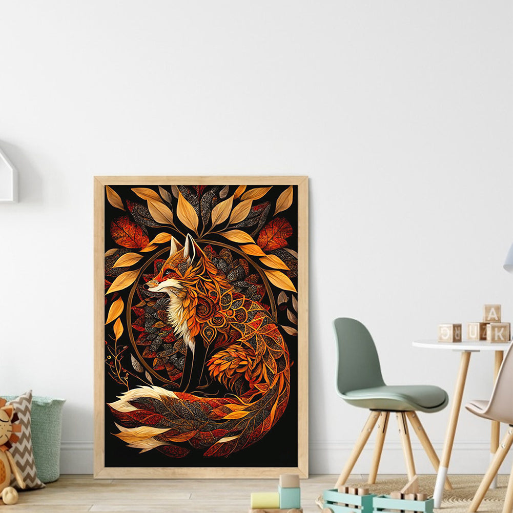 Autumn Leaf Fox - Full 11CT Stamped Cross Stitch 40x60CM - Huacan