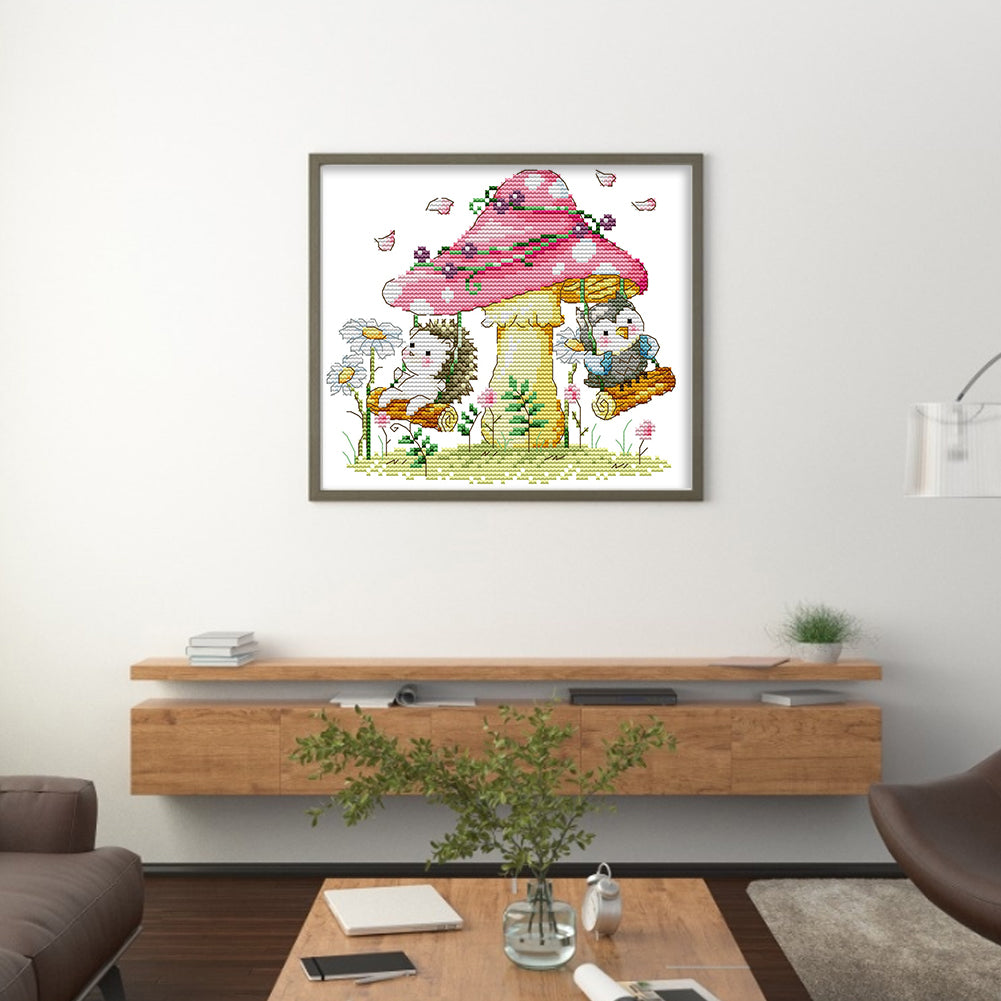 Forest Paradise - Partial 14CT Stamped Cross Stitch 22x19CM - Joy Sunday Backstitch