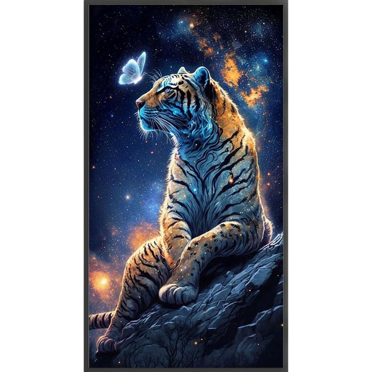 Tiger And Butterfly - Full 11CT Stamped Cross Stitch 40x70CM - Huacan