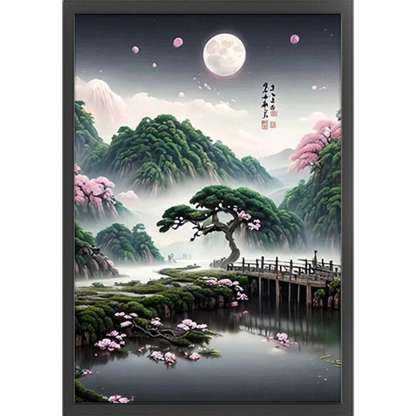 Landscape Under Moonlight - Full 11CT Stamped Cross Stitch 35x50CM - Huacan