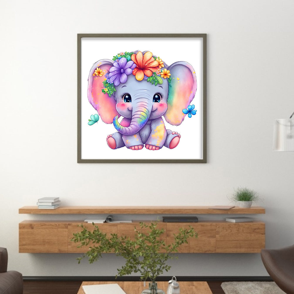 Elephant - Full 18CT Stamped Cross Stitch 20x20CM - Huacan