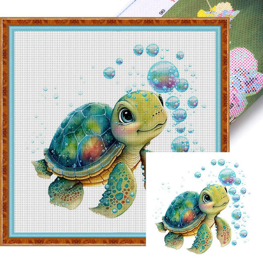 Tortoise - Full 18CT Stamped Cross Stitch 20x20CM - Huacan