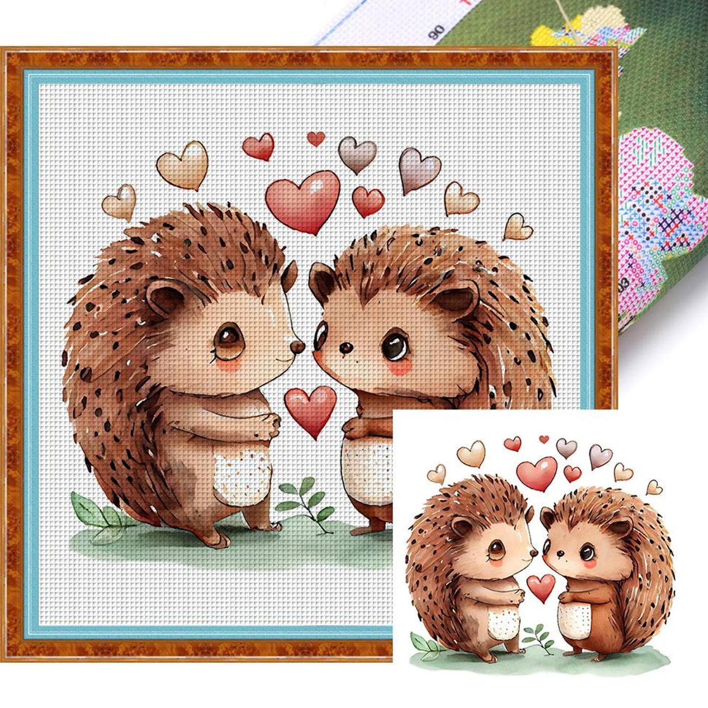 Hedgehog - Full 18CT Stamped Cross Stitch 20x20CM - Huacan