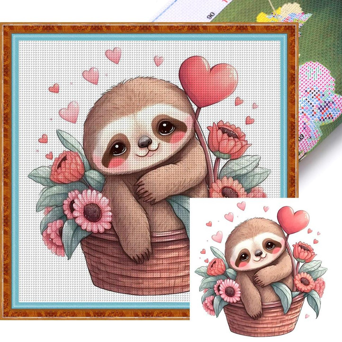 Sloth - Full 18CT Stamped Cross Stitch 20x20CM - Huacan
