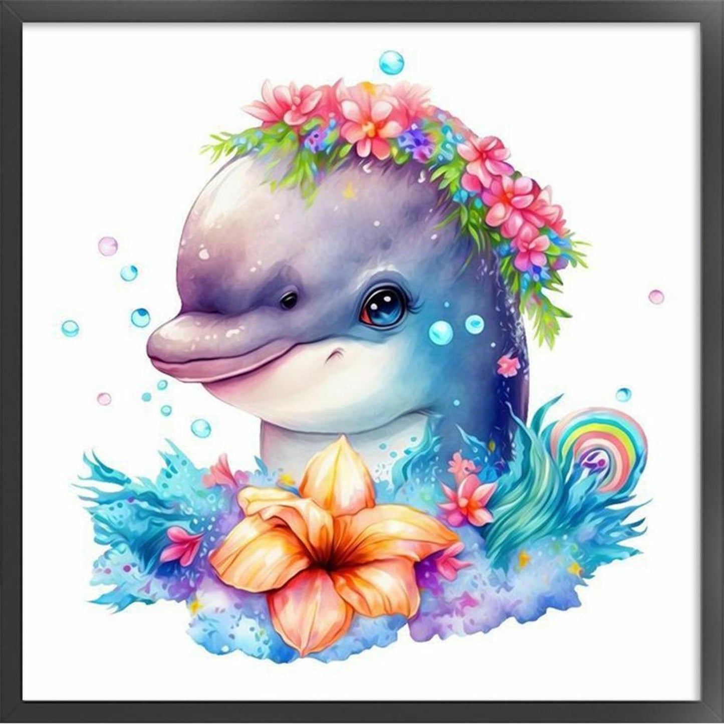 Dolphin - Full 18CT Stamped Cross Stitch 20x20CM - Huacan