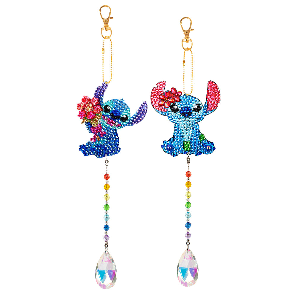 2pcs Crystal Rhinestone Pendants Cute Diamond Painting Suncatcher