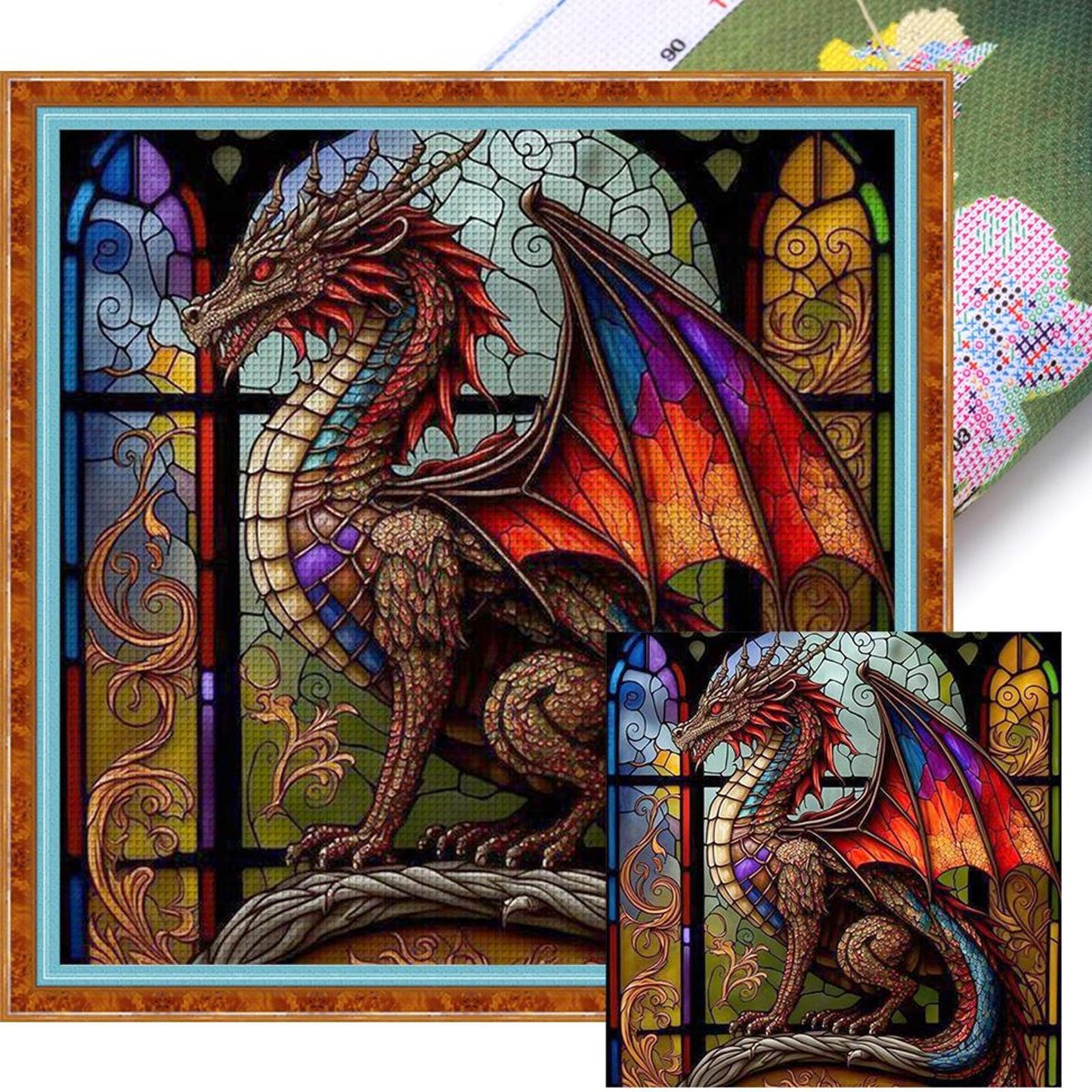 Glass Painting - Pterosaur - Full 11CT Stamped Cross Stitch 40x40CM - Huacan