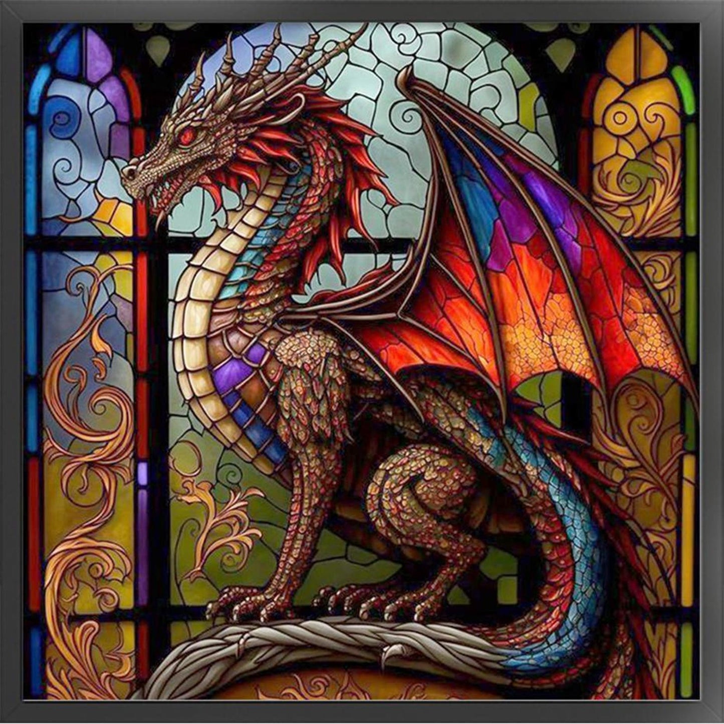 Glass Painting - Pterosaur - Full 11CT Stamped Cross Stitch 40x40CM - Huacan