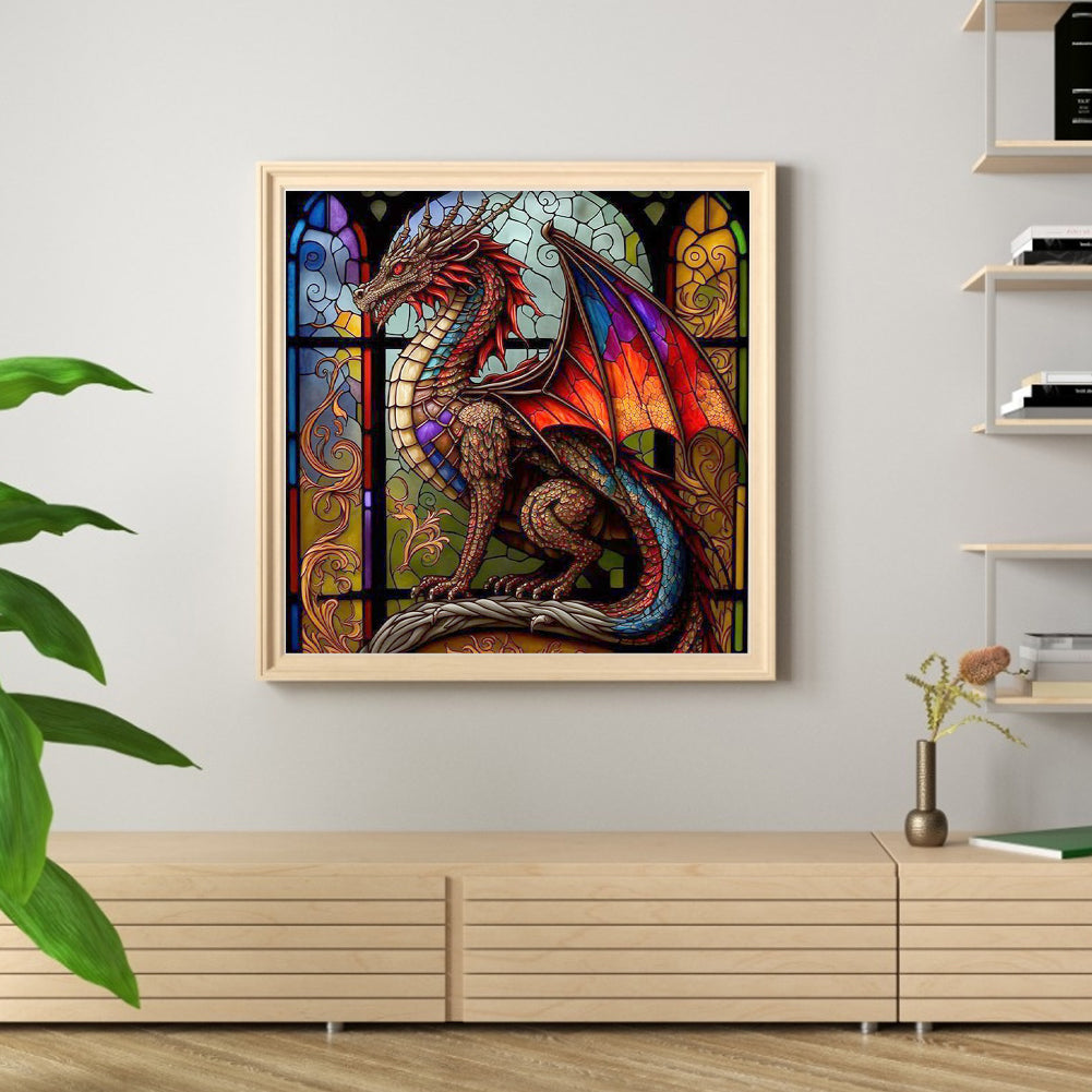 Glass Painting - Pterosaur - Full 11CT Stamped Cross Stitch 40x40CM - Huacan