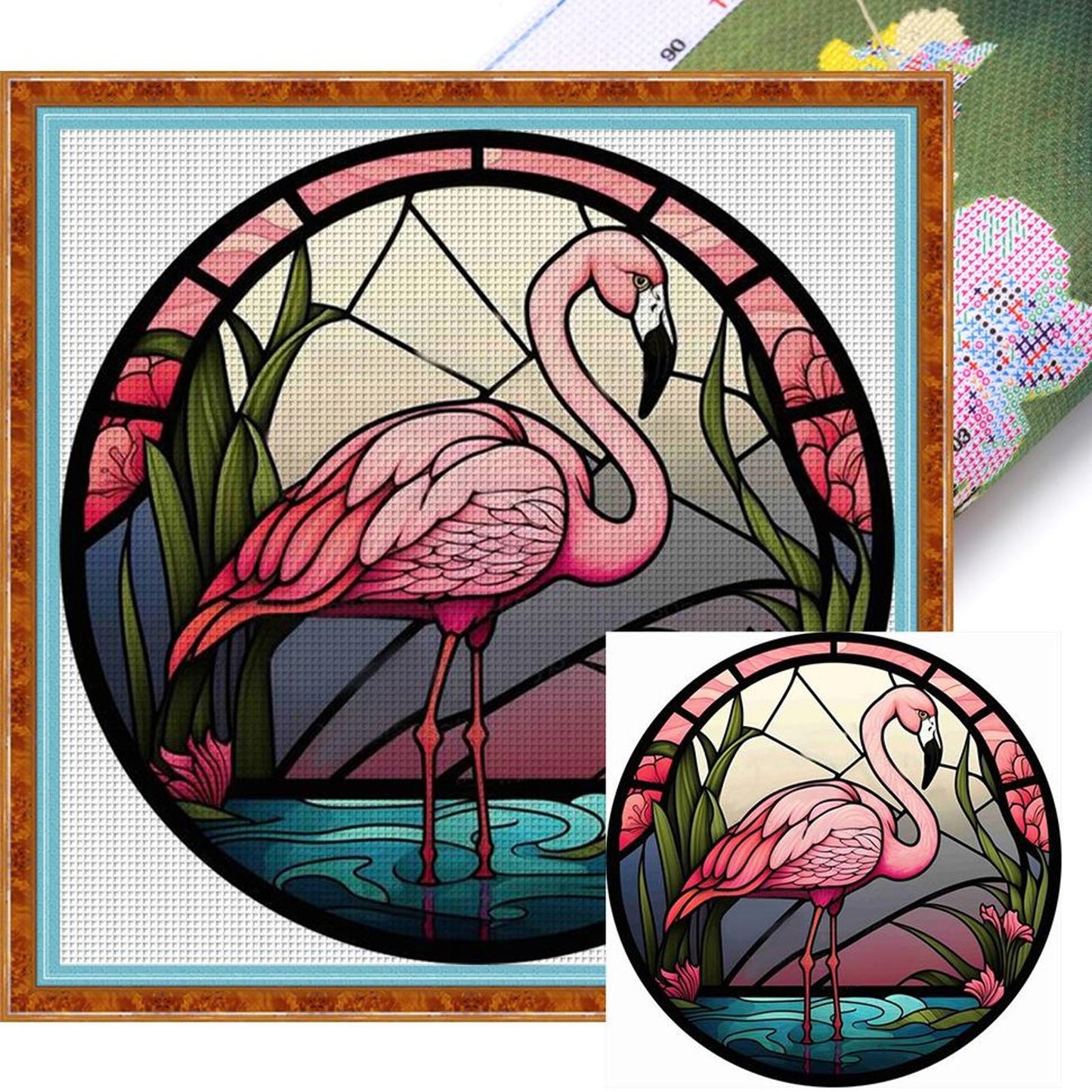 Paper-Cut Style - Flamingo - Full 11CT Stamped Cross Stitch 40x40CM - Huacan