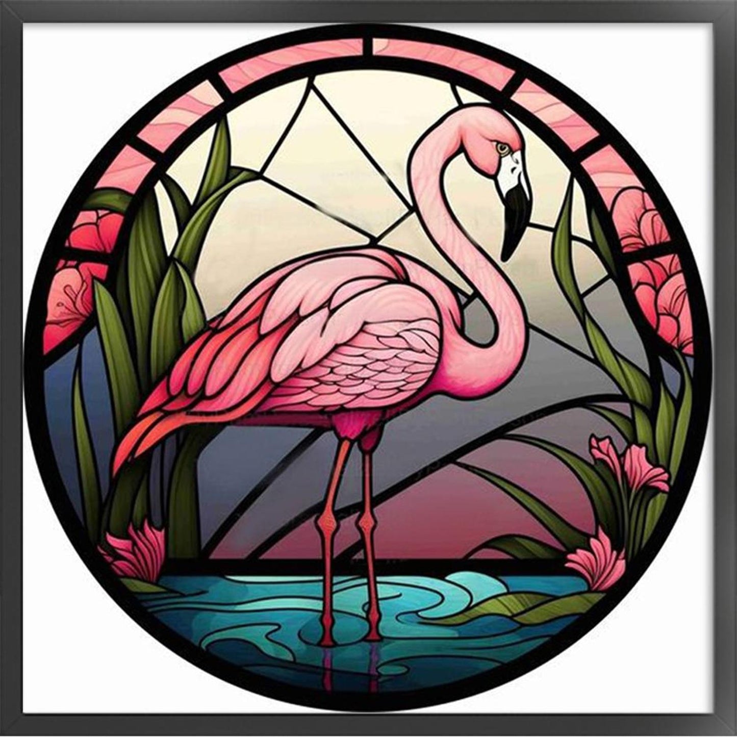 Paper-Cut Style - Flamingo - Full 11CT Stamped Cross Stitch 40x40CM - Huacan