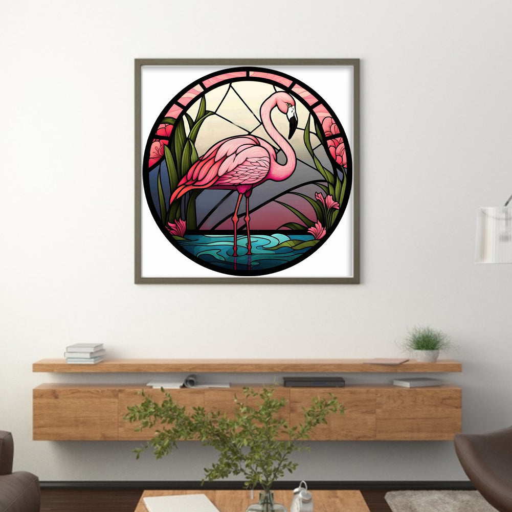 Paper-Cut Style - Flamingo - Full 11CT Stamped Cross Stitch 40x40CM - Huacan