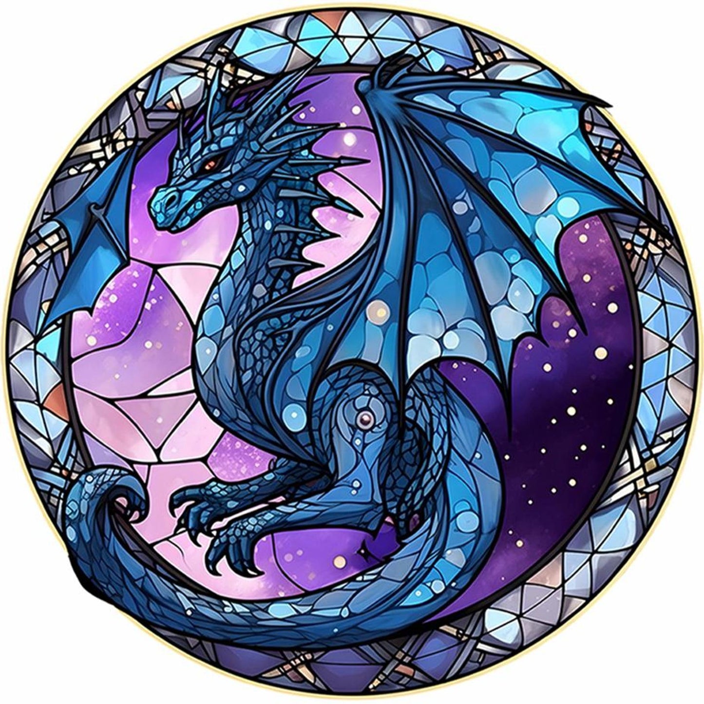 Glass Painting - Pterosaur - Full 18CT Stamped Cross Stitch 20x20CM - Huacan