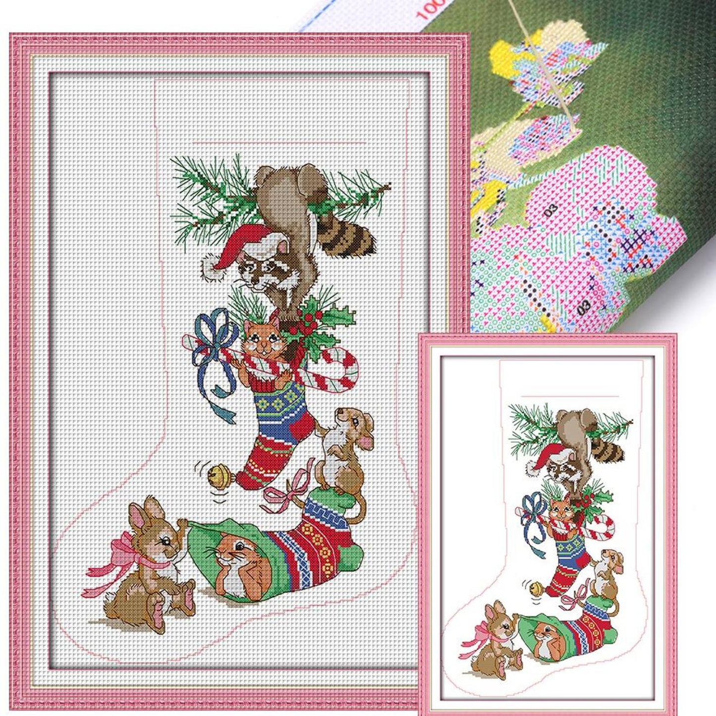 Christmas Stocking - Partial 16CT Stamped Cross Stitch 30x44CM - Joy Sunday Backstitch