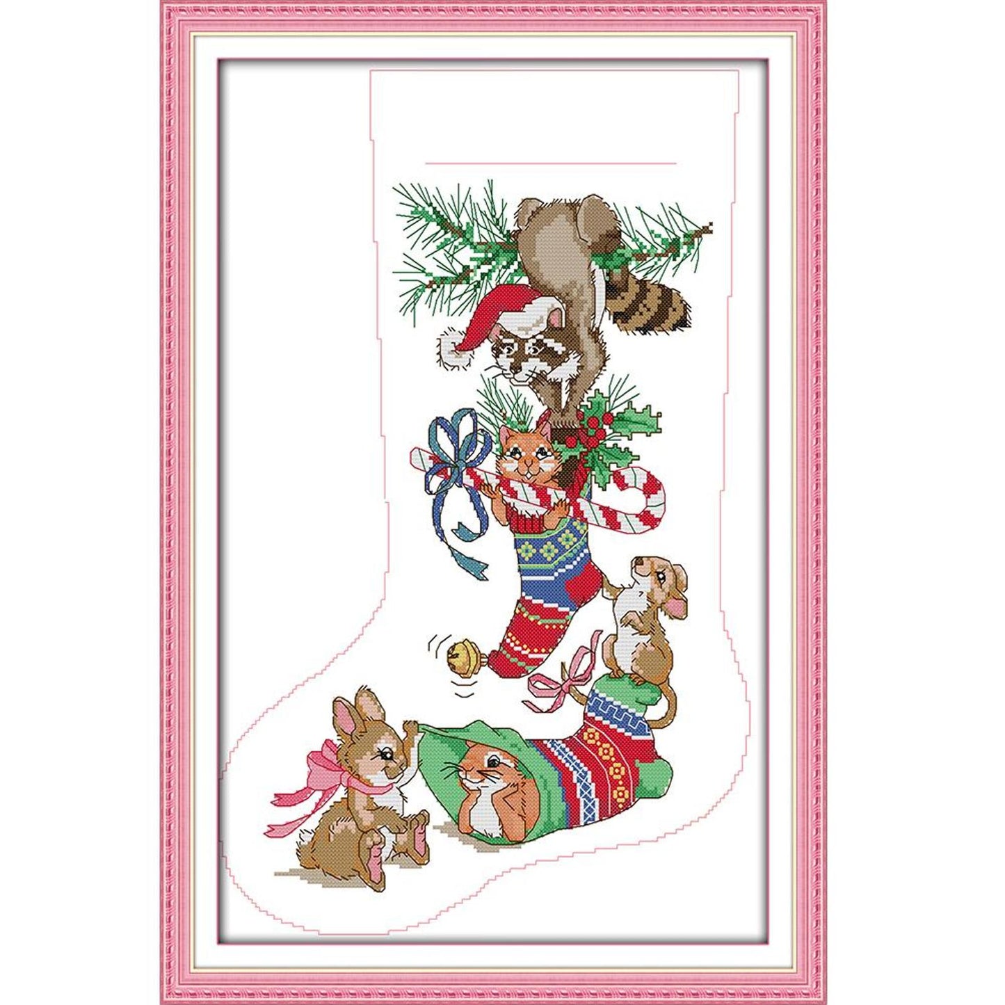 Christmas Stocking - Partial 16CT Stamped Cross Stitch 30x44CM - Joy Sunday Backstitch
