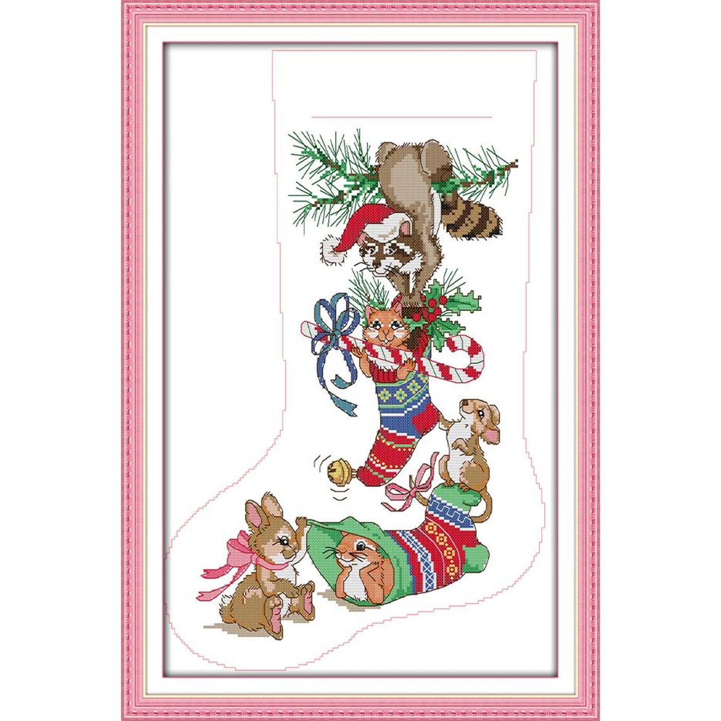 Christmas Stocking - Partial 16CT Stamped Cross Stitch 30x44CM - Joy Sunday Backstitch