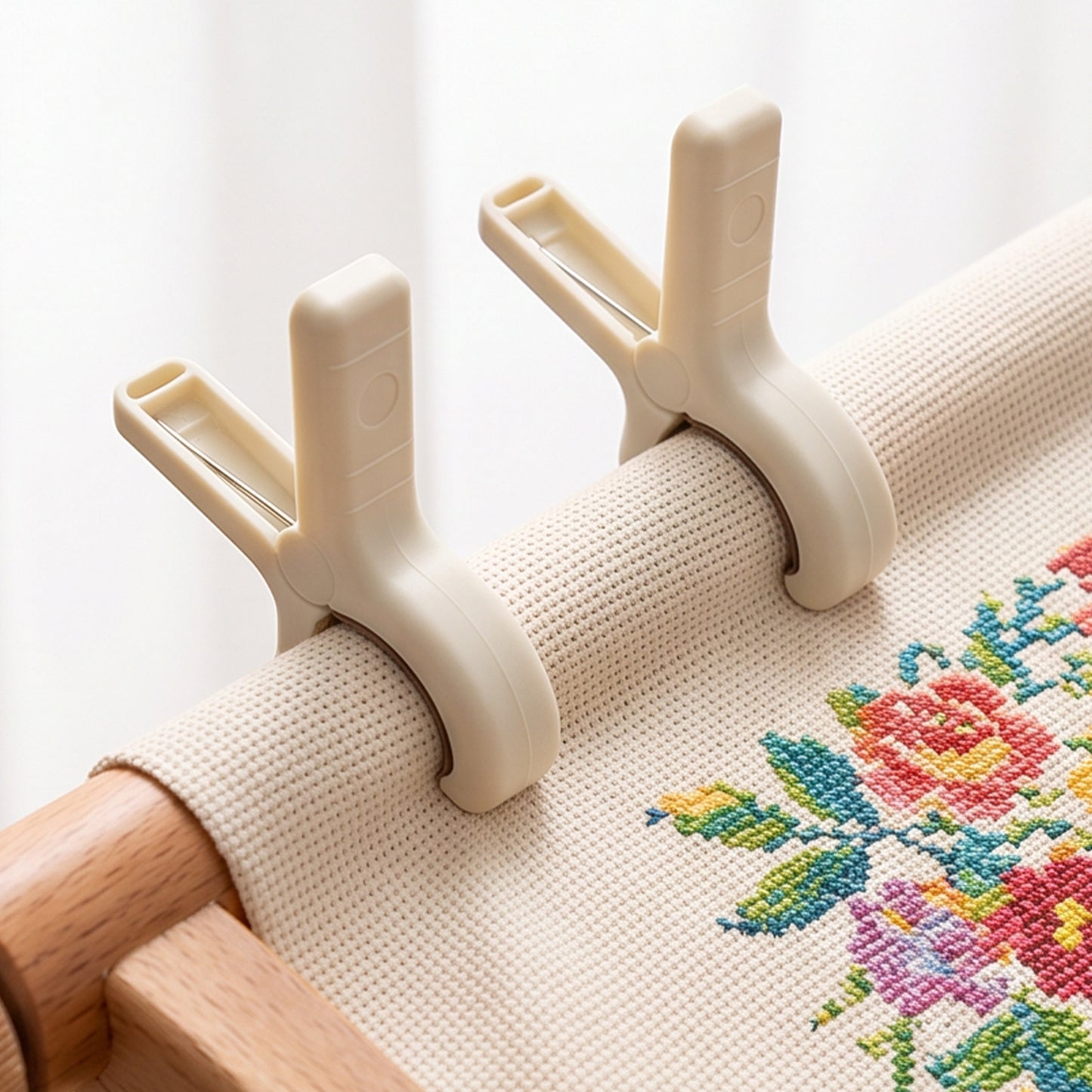 2Pcs Yellow Fabric Roll Clip Needlework Fabric Holder for Quilting 6.5x9.5 CM