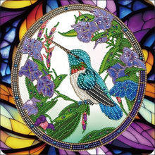 Load image into Gallery viewer, Hummingbird Glass Painting 30*30CM(Canvas) Partial Special Shaped Drill Diamond Painting

