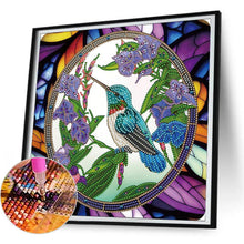 Load image into Gallery viewer, Hummingbird Glass Painting 30*30CM(Canvas) Partial Special Shaped Drill Diamond Painting

