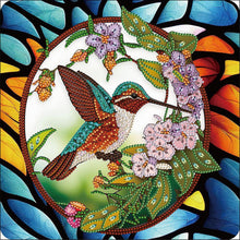 Load image into Gallery viewer, Hummingbird Glass Painting 30*30CM(Canvas) Partial Special Shaped Drill Diamond Painting

