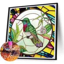 Load image into Gallery viewer, Hummingbird Glass Painting 30*30CM(Canvas) Partial Special Shaped Drill Diamond Painting
