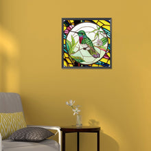Load image into Gallery viewer, Hummingbird Glass Painting 30*30CM(Canvas) Partial Special Shaped Drill Diamond Painting
