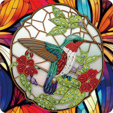 Load image into Gallery viewer, Hummingbird Glass Painting 30*30CM(Canvas) Partial Special Shaped Drill Diamond Painting
