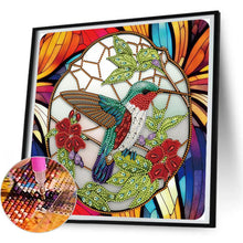 Load image into Gallery viewer, Hummingbird Glass Painting 30*30CM(Canvas) Partial Special Shaped Drill Diamond Painting
