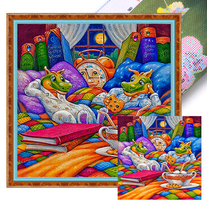 Huancan - Dragon'S Afternoon Tea - 50*50CM 11CT 3 Stamped Cross Stitch