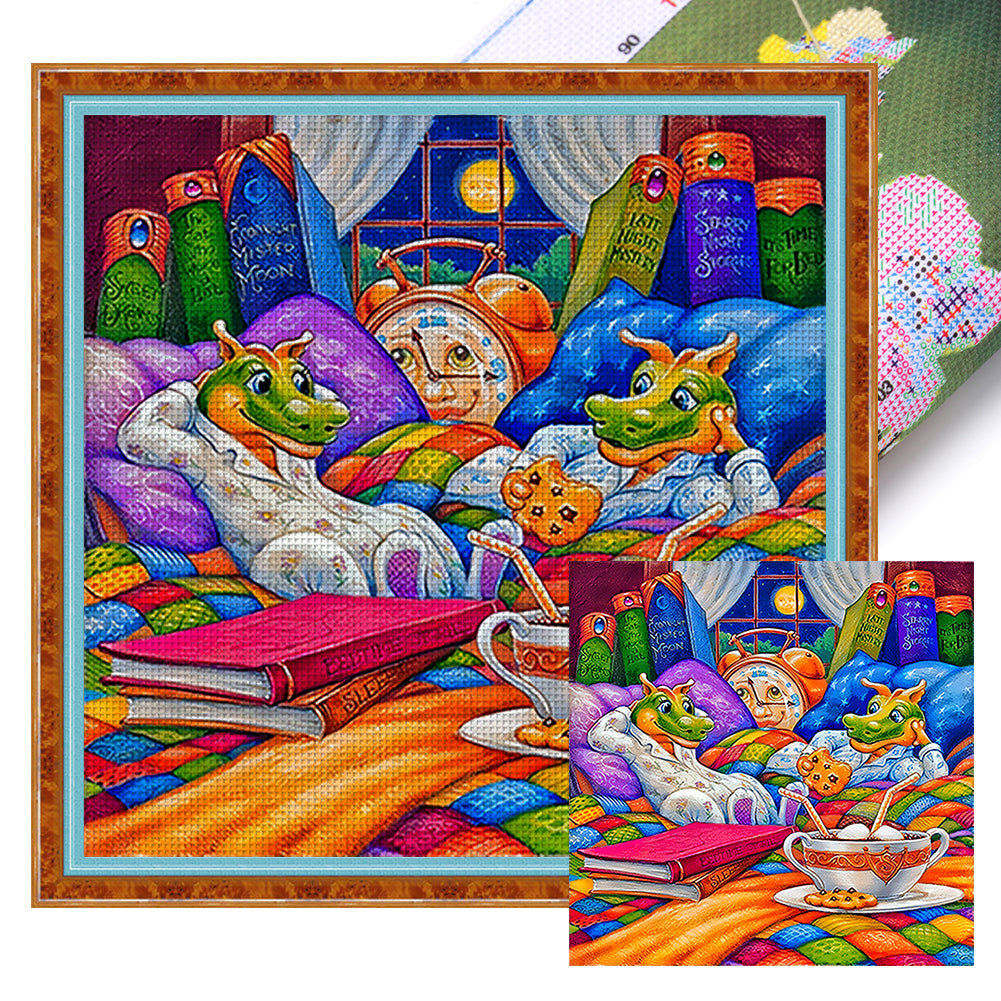 Huancan - Dragon'S Afternoon Tea - 50*50CM 11CT 3 Stamped Cross Stitch