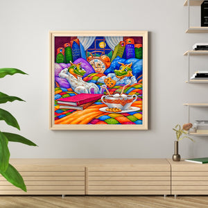 Huancan - Dragon'S Afternoon Tea - 50*50CM 11CT 3 Stamped Cross Stitch