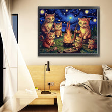 Load image into Gallery viewer, Huancan - Van Gogh&#39;S Kitten Under The Stars - 60*50CM 11CT 3 Stamped Cross Stitch
