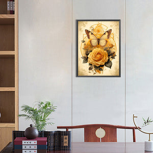 Butterflies And Roses 30*40CM(Canvas) Full Round Drill Diamond Painting
