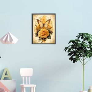 Butterflies And Roses 30*40CM(Canvas) Full Round Drill Diamond Painting